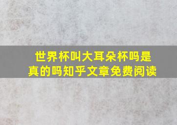 世界杯叫大耳朵杯吗是真的吗知乎文章免费阅读