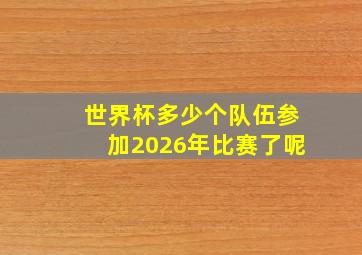 世界杯多少个队伍参加2026年比赛了呢