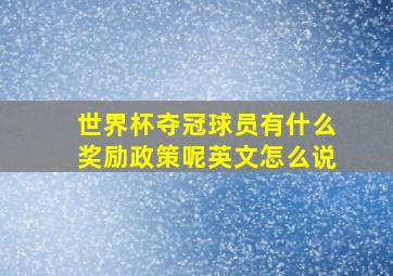 世界杯夺冠球员有什么奖励政策呢英文怎么说