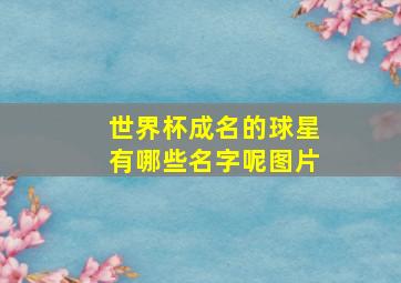 世界杯成名的球星有哪些名字呢图片