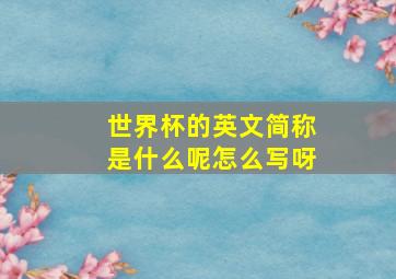 世界杯的英文简称是什么呢怎么写呀