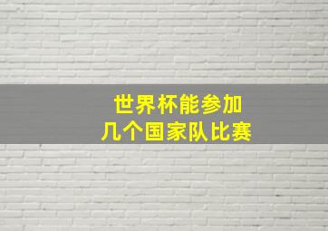 世界杯能参加几个国家队比赛