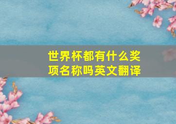 世界杯都有什么奖项名称吗英文翻译