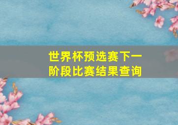 世界杯预选赛下一阶段比赛结果查询