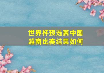 世界杯预选赛中国越南比赛结果如何