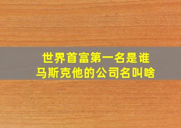 世界首富第一名是谁马斯克他的公司名叫啥