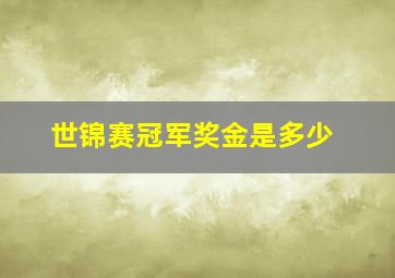 世锦赛冠军奖金是多少