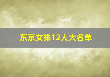 东京女排12人大名单