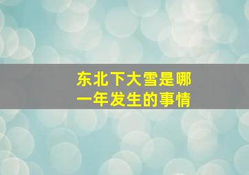 东北下大雪是哪一年发生的事情