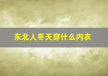 东北人冬天穿什么内衣