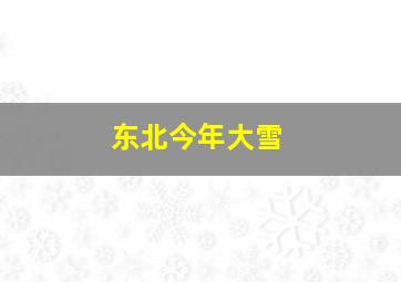 东北今年大雪