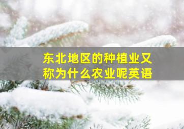 东北地区的种植业又称为什么农业呢英语