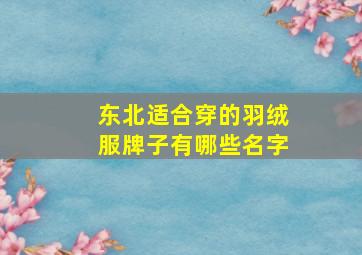 东北适合穿的羽绒服牌子有哪些名字