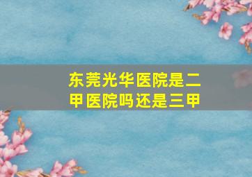 东莞光华医院是二甲医院吗还是三甲