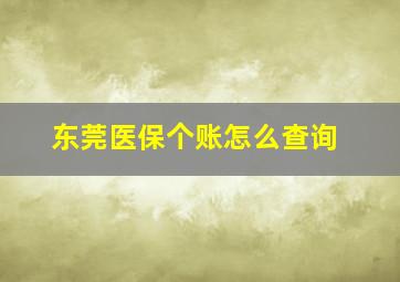 东莞医保个账怎么查询