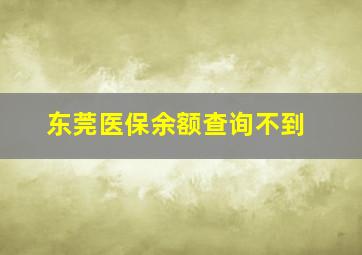 东莞医保余额查询不到