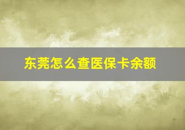 东莞怎么查医保卡余额