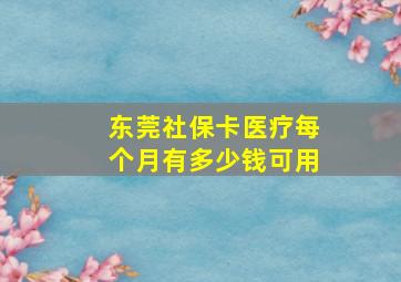 东莞社保卡医疗每个月有多少钱可用