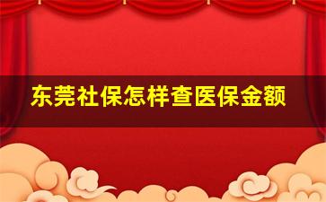 东莞社保怎样查医保金额