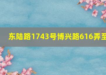 东陆路1743号博兴路616弄至