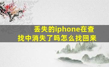 丢失的iphone在查找中消失了吗怎么找回来