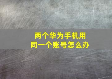 两个华为手机用同一个账号怎么办