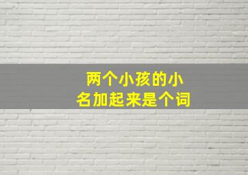 两个小孩的小名加起来是个词