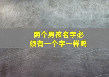 两个男孩名字必须有一个字一样吗