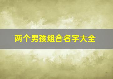 两个男孩组合名字大全