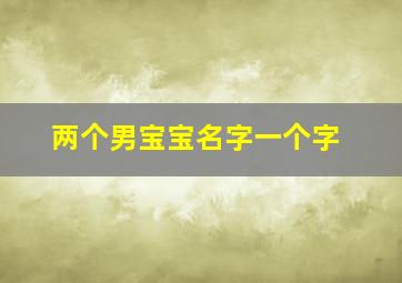 两个男宝宝名字一个字