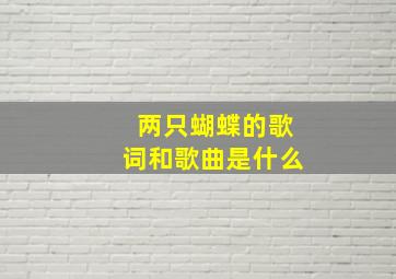 两只蝴蝶的歌词和歌曲是什么