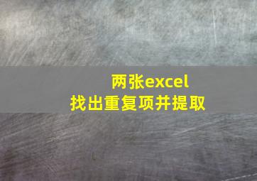 两张excel找出重复项并提取