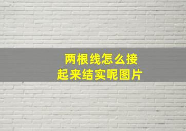 两根线怎么接起来结实呢图片