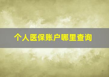 个人医保账户哪里查询