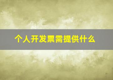 个人开发票需提供什么