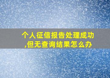 个人征信报告处理成功,但无查询结果怎么办