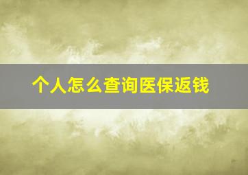 个人怎么查询医保返钱