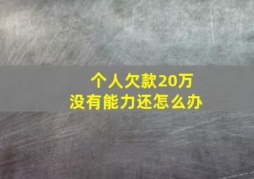 个人欠款20万没有能力还怎么办