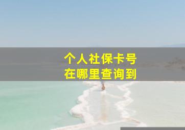 个人社保卡号在哪里查询到