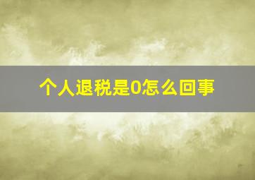 个人退税是0怎么回事