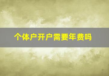 个体户开户需要年费吗