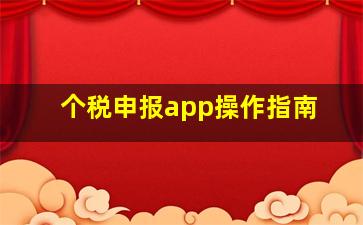 个税申报app操作指南