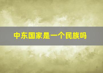 中东国家是一个民族吗