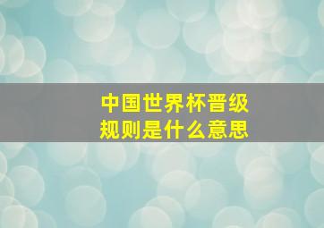 中国世界杯晋级规则是什么意思