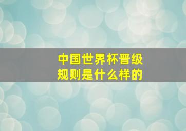 中国世界杯晋级规则是什么样的