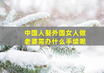 中国人娶外国女人做老婆需办什么手续呢