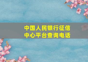 中国人民银行征信中心平台查询电话