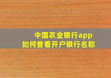 中国农业银行app如何查看开户银行名称