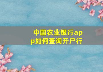 中国农业银行app如何查询开户行