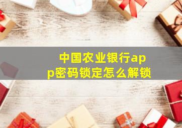 中国农业银行app密码锁定怎么解锁